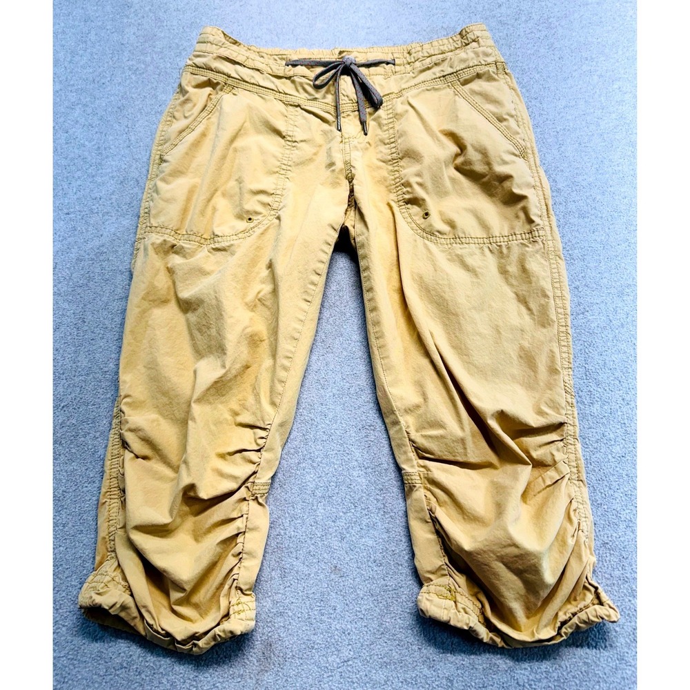 Columbia Capri Pants Womens 18L Yellow Cotton Ruched Leg Utility Hiking Capris
